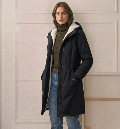 Women's Weather-Resistant Hooded Coat - Warm and Protective