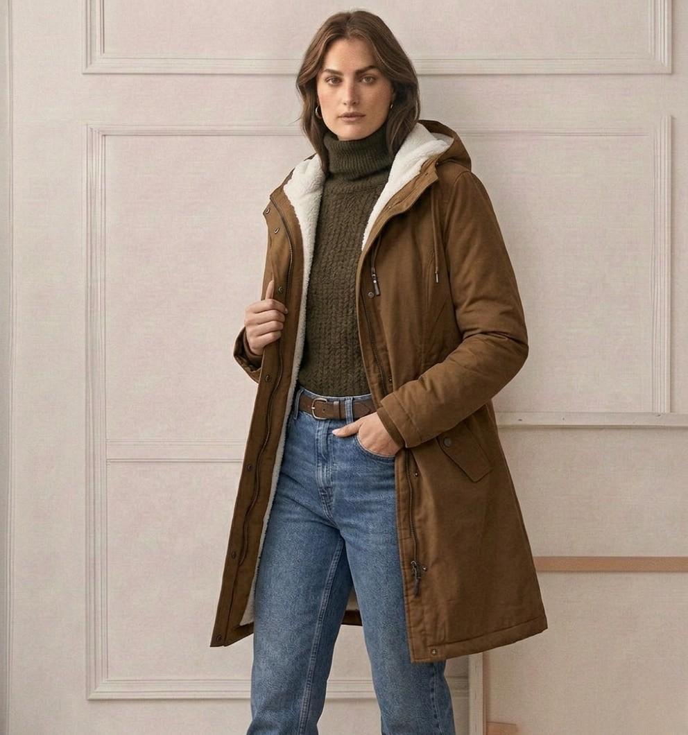 Women's Weather-Resistant Hooded Coat - Warm and Protective