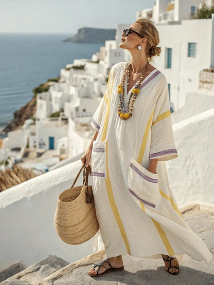 Robe Longue Blanche Fleurie Femme - Robe Maxi Élégante à Manches Longues