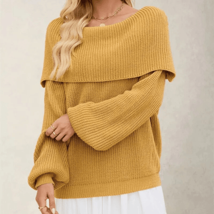 Off-the-shoulder women’s sweater in soft knitwear