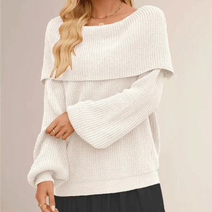 Off-the-shoulder women’s sweater in soft knitwear