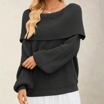 Off-the-shoulder women’s sweater in soft knitwear