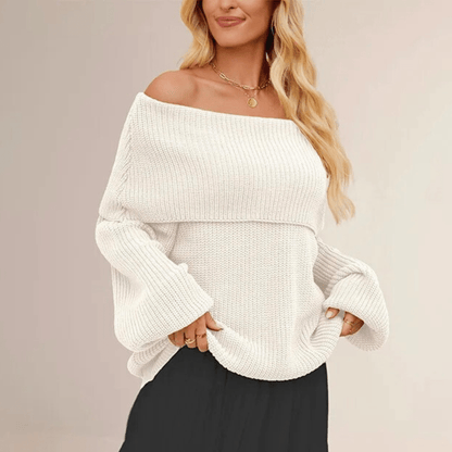 Off-the-shoulder women’s sweater in soft knitwear