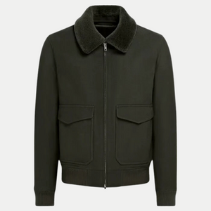Warm winter bomber jacket for men, military green