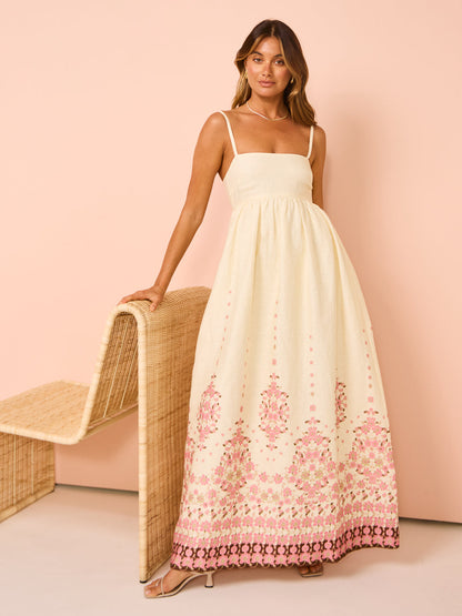 Robe maxi fleurie femme – Légère avec bretelles et poches