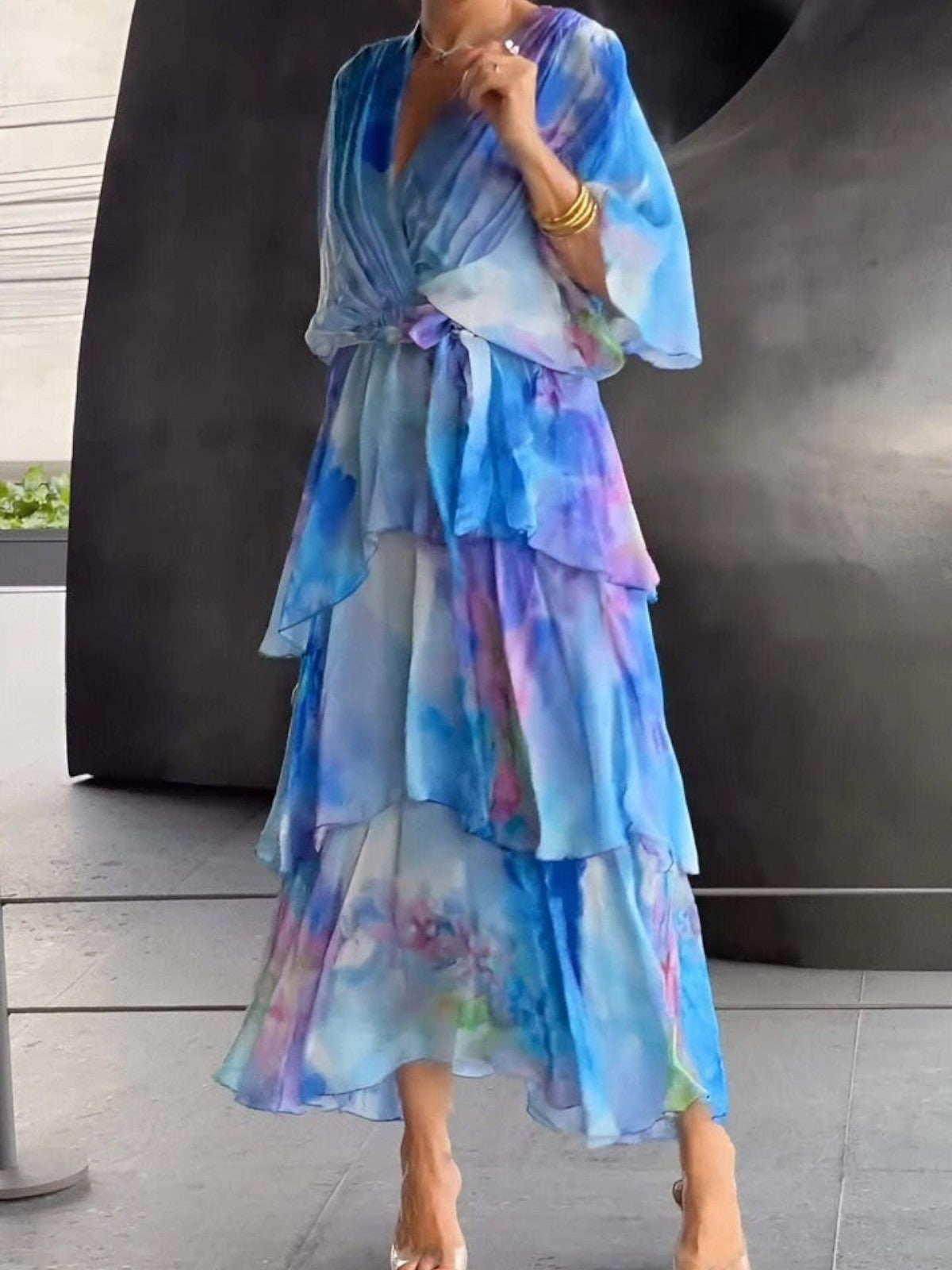 Robe élégante à col en V pour femme