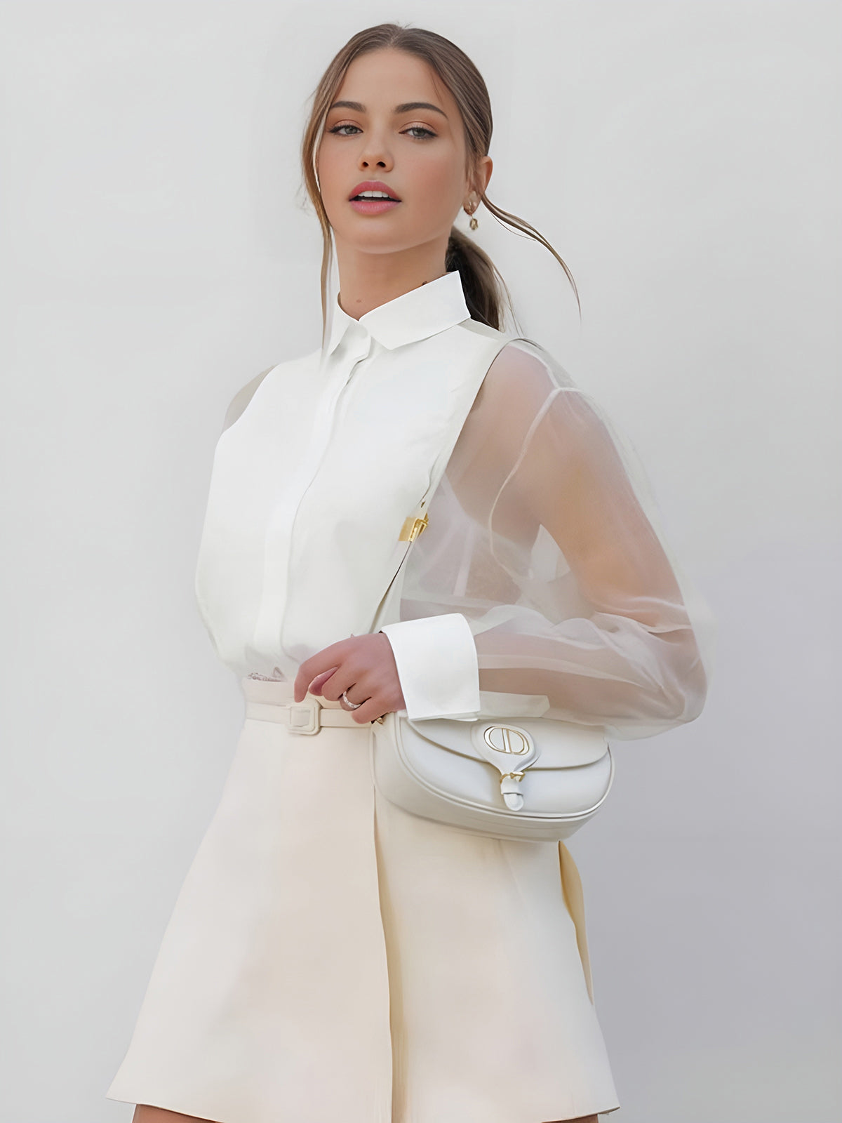 Chemisier Élégant Femme à Manches Transparentes – Haut Féminin Chic