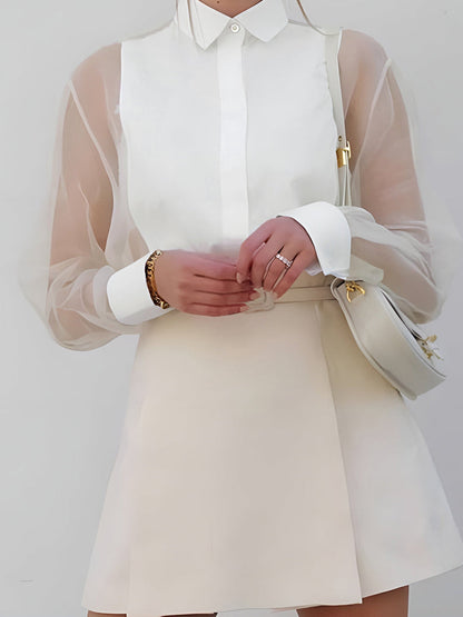 Chemisier Élégant Femme à Manches Transparentes – Haut Féminin Chic