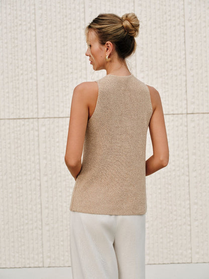 Top halter élégant femme – Chemisier sans manches raffiné d’été