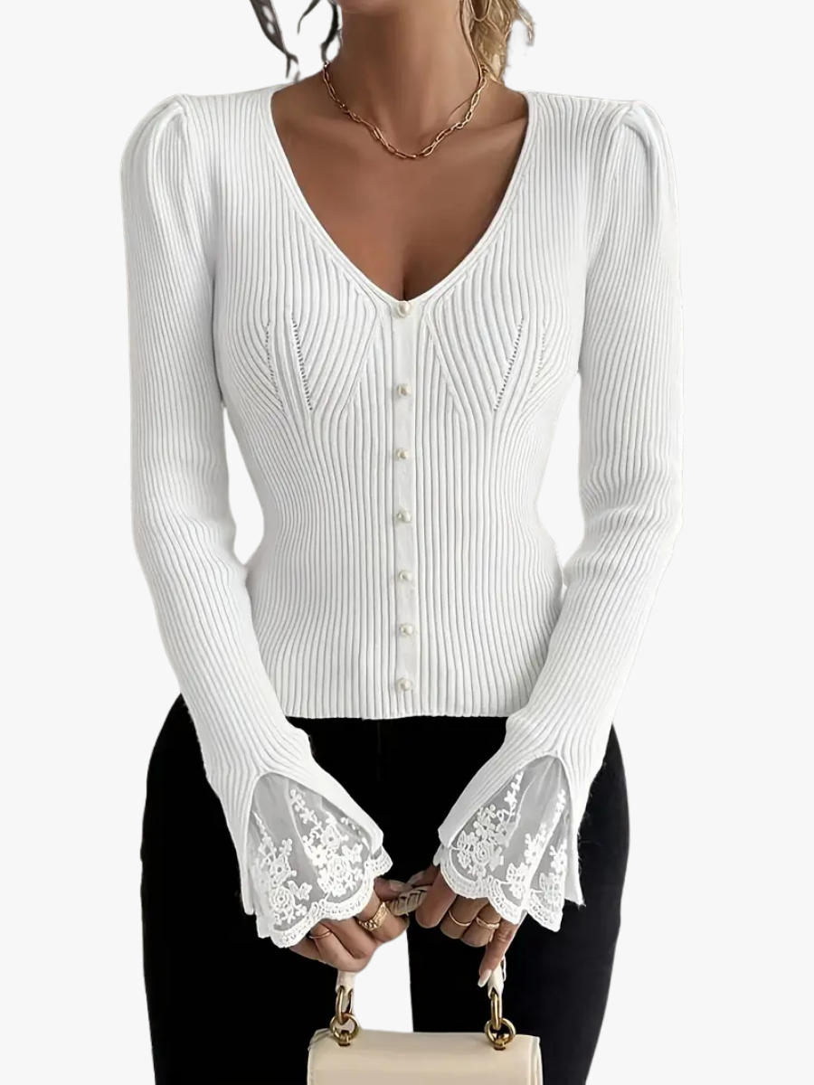 Maglione da donna con scollo a V a coste – Stile casual, elegante e confortevole