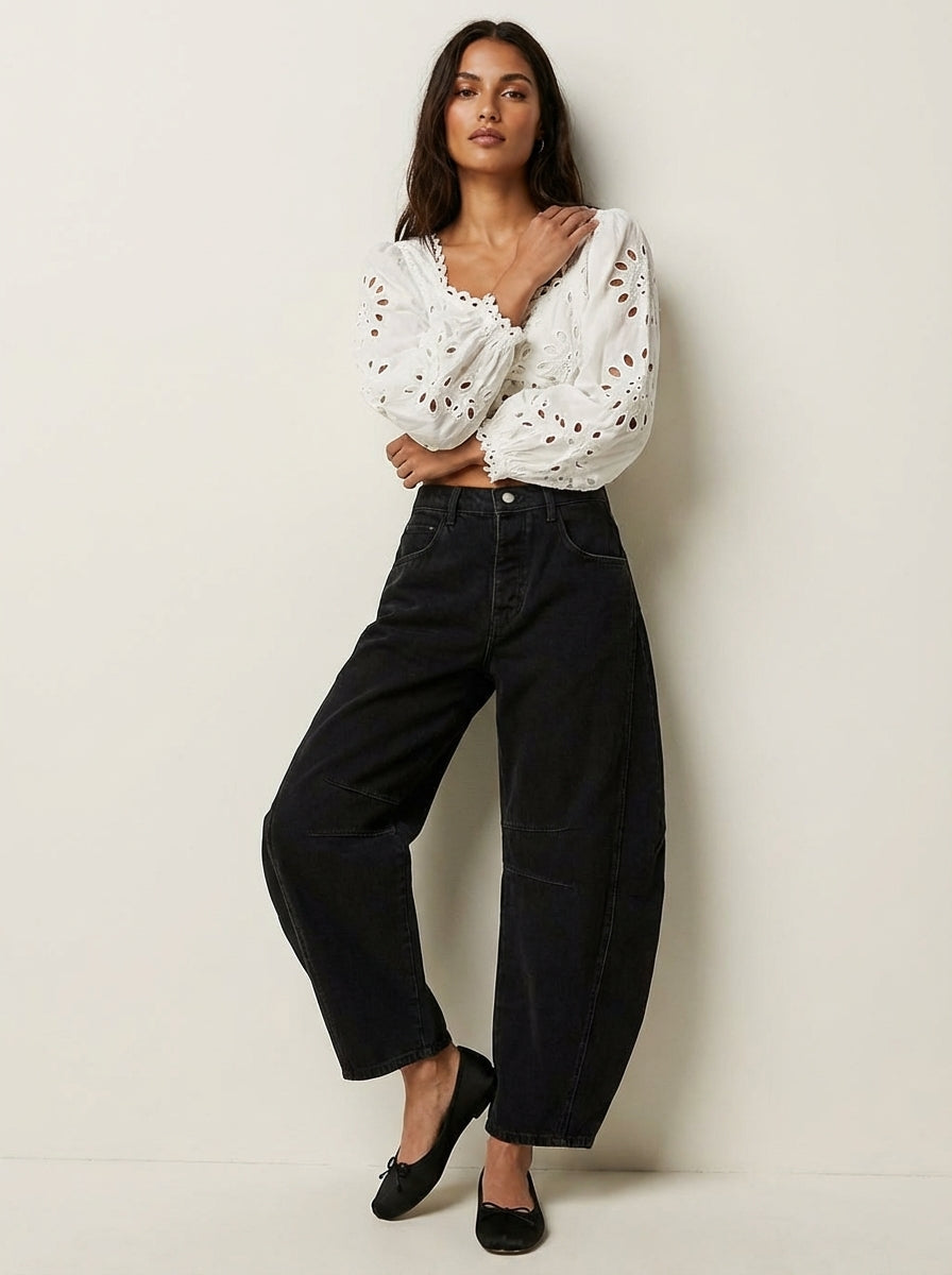 Jean baggy femme a coupe ample - Decontracte et tendance