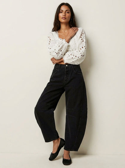 Jean baggy femme a coupe ample - Decontracte et tendance