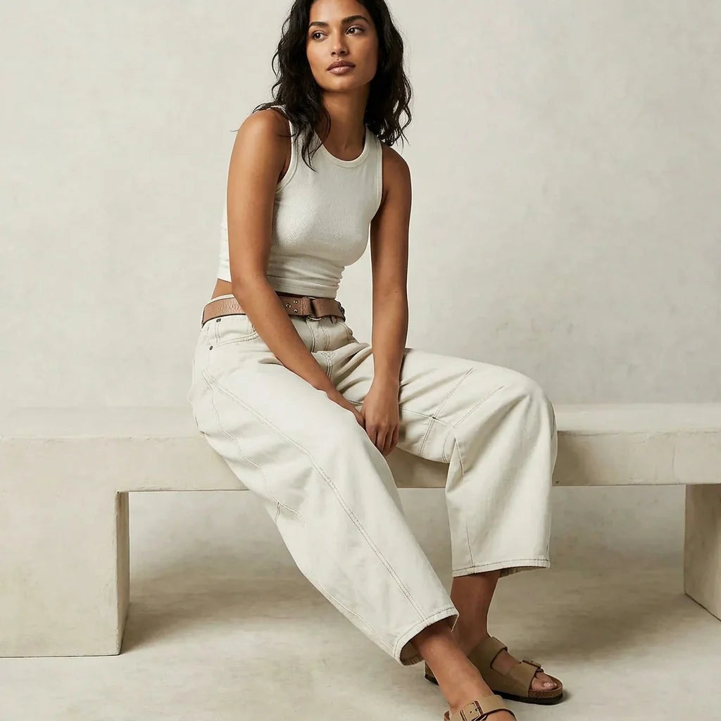 Jean baggy femme a coupe ample - Decontracte et tendance