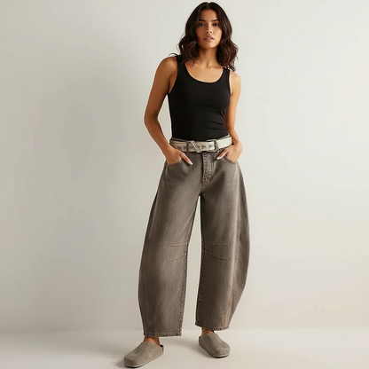 Jean baggy femme a coupe ample - Decontracte et tendance