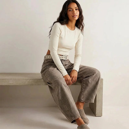Jean baggy femme a coupe ample - Decontracte et tendance