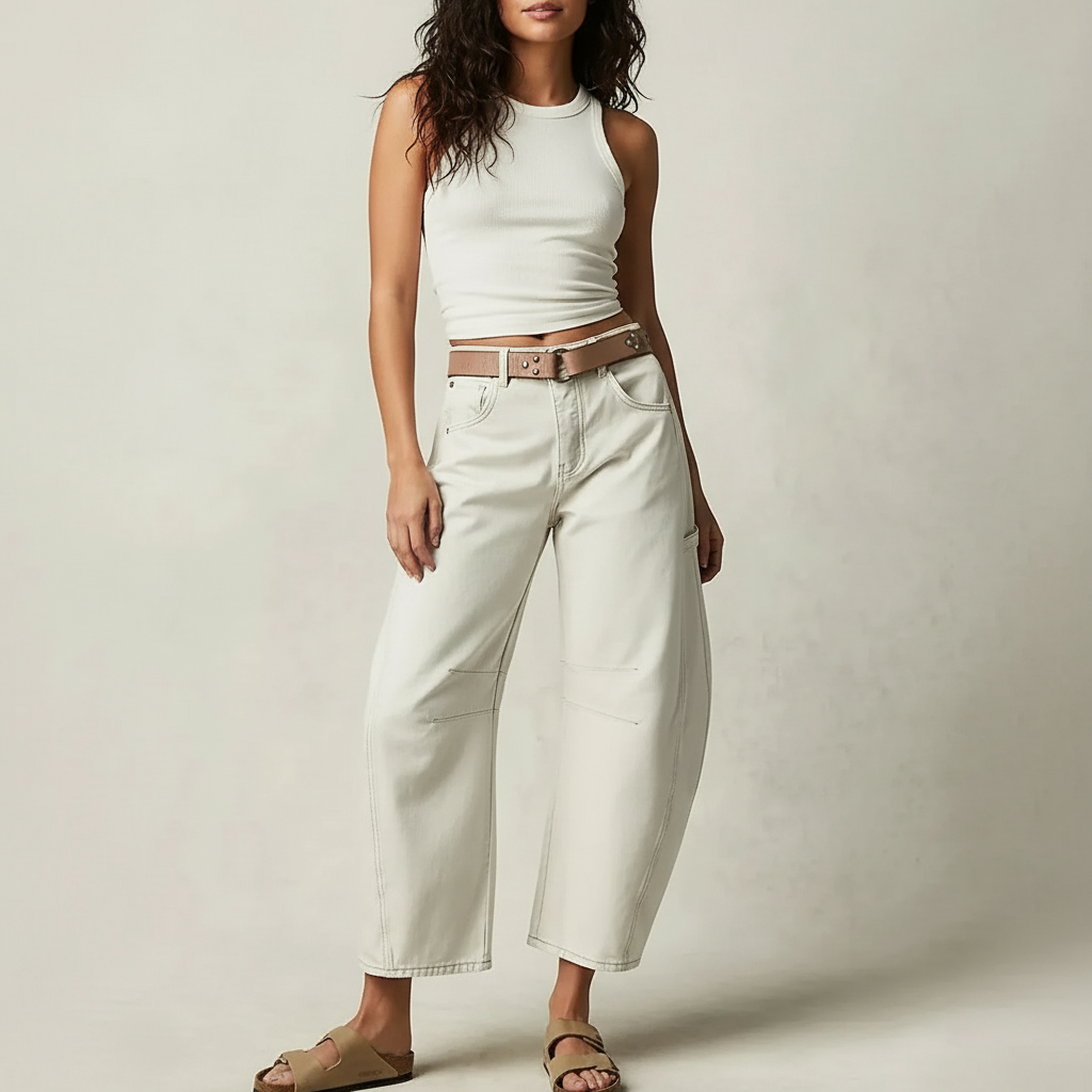 Jean baggy femme a coupe ample - Decontracte et tendance