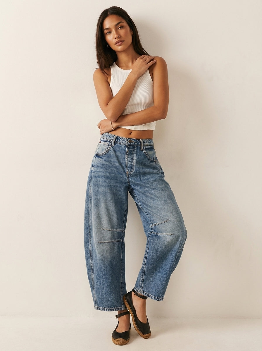 Jean baggy femme a coupe ample - Decontracte et tendance
