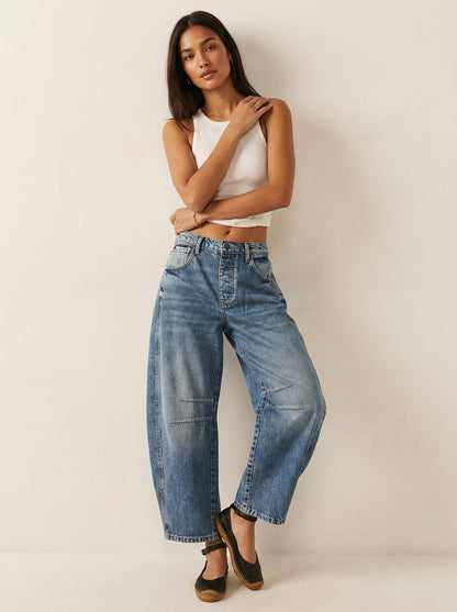 Jean baggy femme a coupe ample - Decontracte et tendance