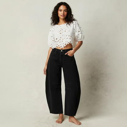Jean baggy femme a coupe ample - Decontracte et tendance