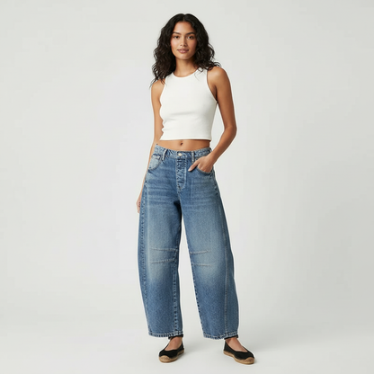 Jean baggy femme a coupe ample - Decontracte et tendance