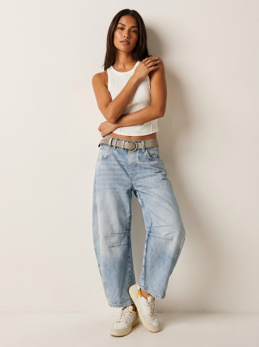 Jean baggy femme a coupe ample - Decontracte et tendance