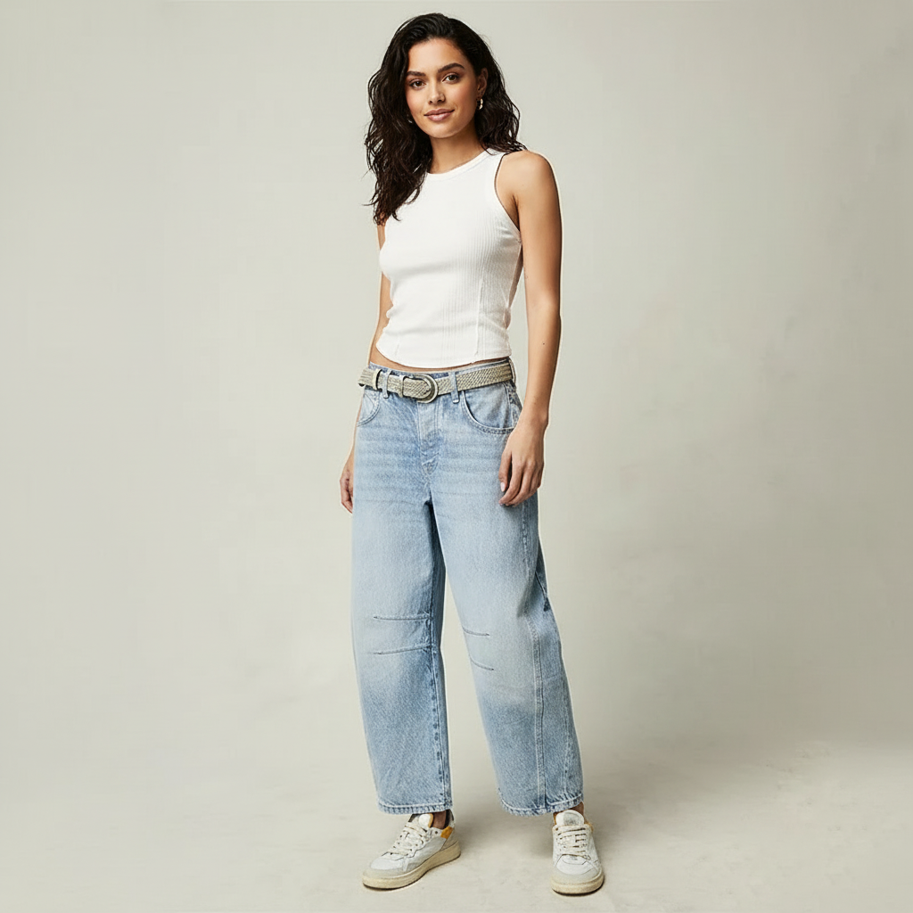 Jean baggy femme a coupe ample - Decontracte et tendance