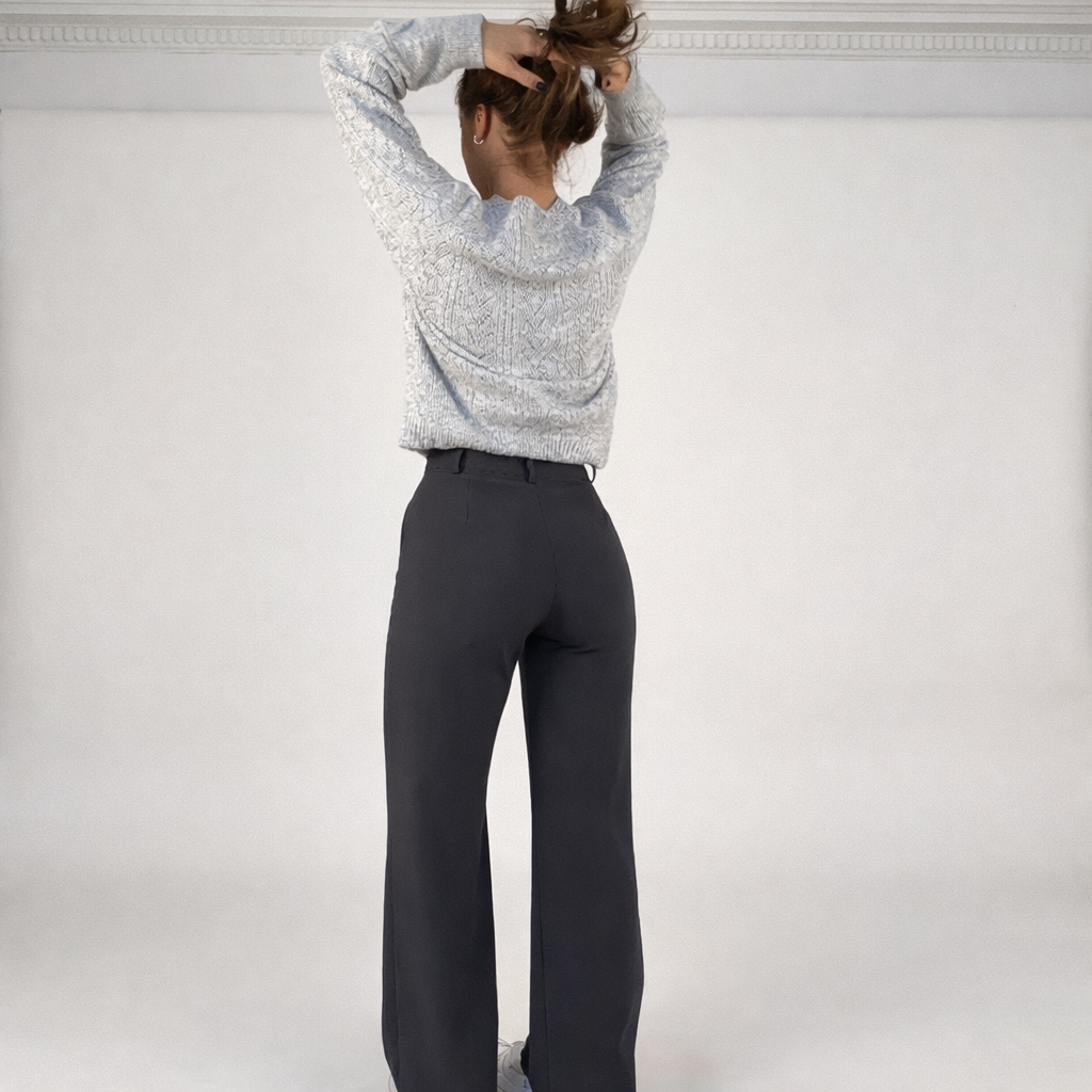 Pantalon Taille Haute Femme – Coupe Droite Élégante et Polyvalente
