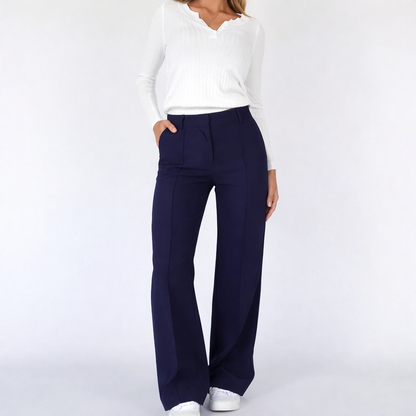 Pantalon Taille Haute Femme – Coupe Droite Élégante et Polyvalente