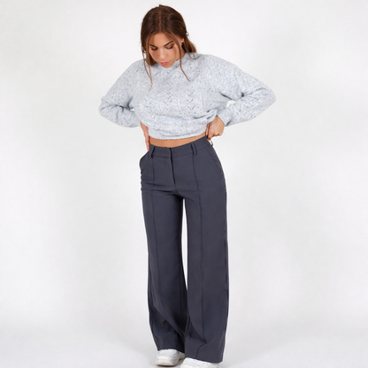 Pantalon Taille Haute Femme – Coupe Droite Élégante et Polyvalente