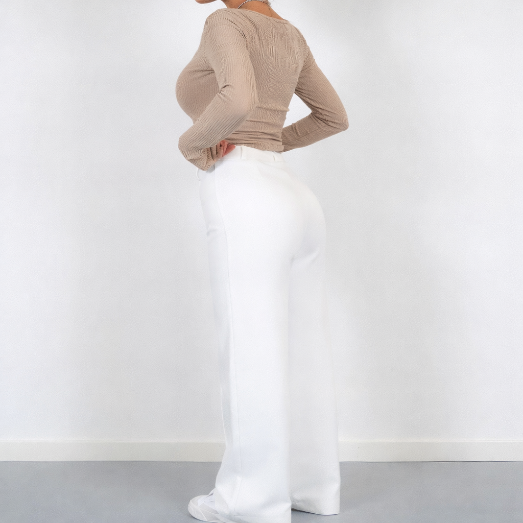 Pantalon Taille Haute Femme – Coupe Droite Élégante et Polyvalente