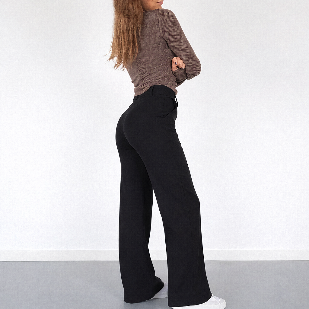 Pantalon Taille Haute Femme – Coupe Droite Élégante et Polyvalente