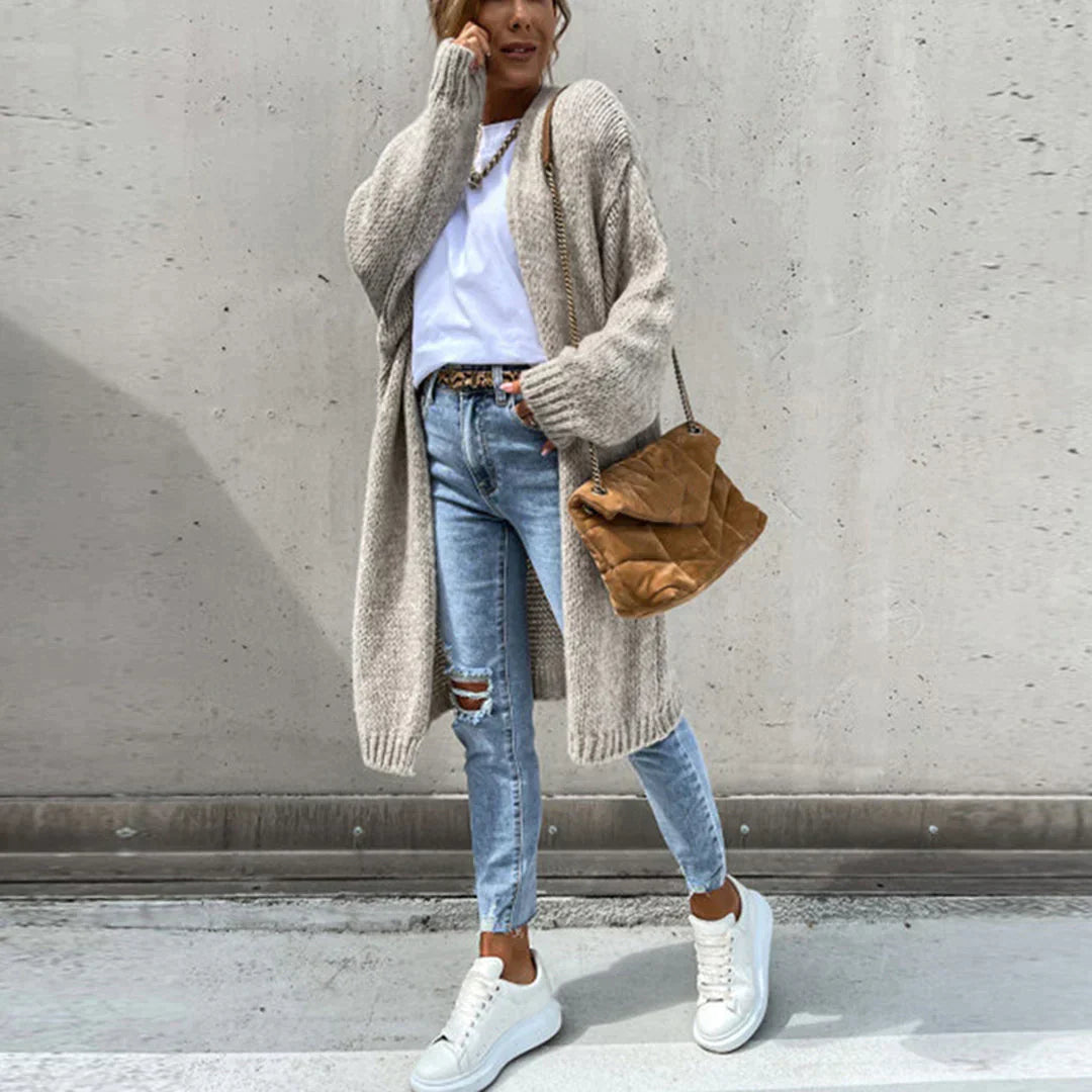 Cardigan Long Oversize pour Femme – Tricot Libre et Confortable