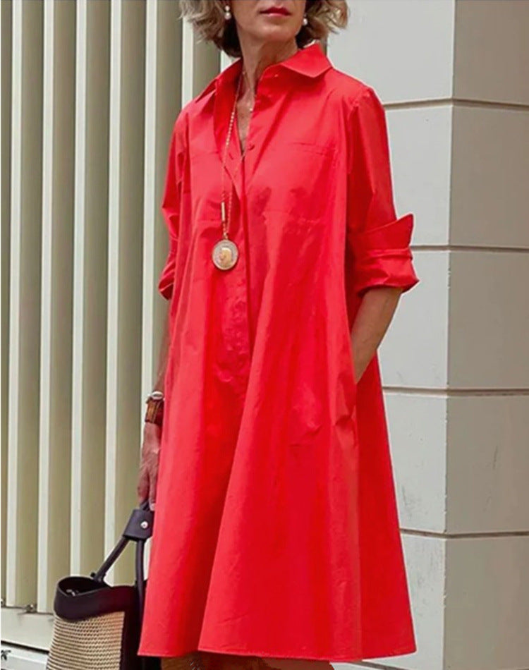 Robe midi décontractée pour femme en coton et lin – Coupe confortable pour tous les jours