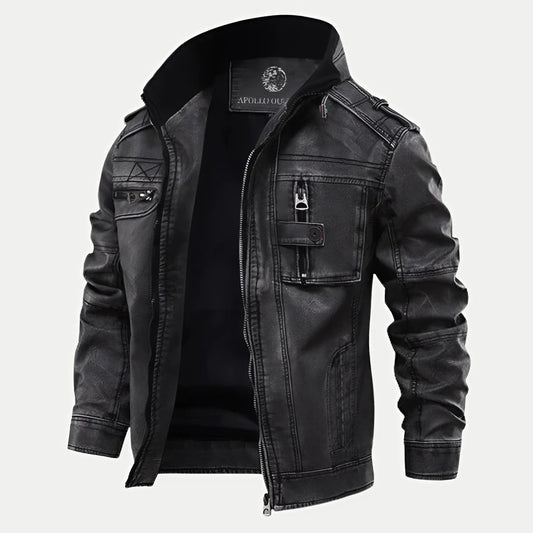 Veste en cuir noir classique de qualité supérieure pour hommes