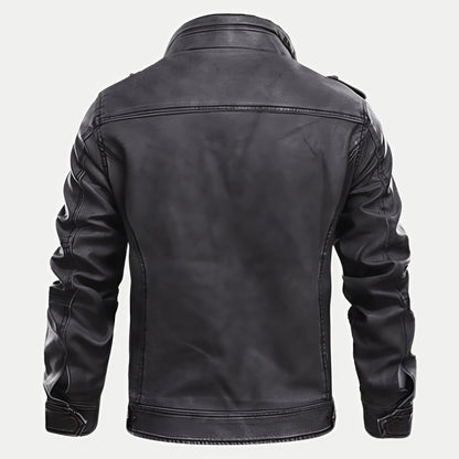 Veste en cuir noir classique de qualité supérieure pour hommes