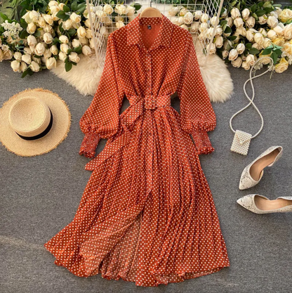 Robe élégante à pois pour femme – Style chic et décontracté pour le travail ou les fêtes
