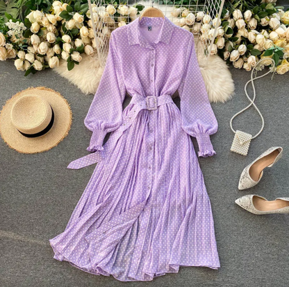 Robe élégante à pois pour femme – Style chic et décontracté pour le travail ou les fêtes