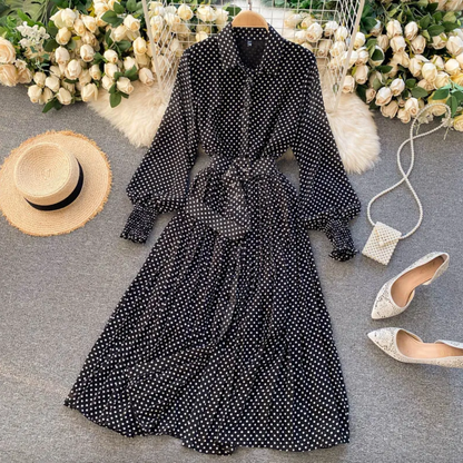 Robe élégante à pois pour femme – Style chic et décontracté pour le travail ou les fêtes