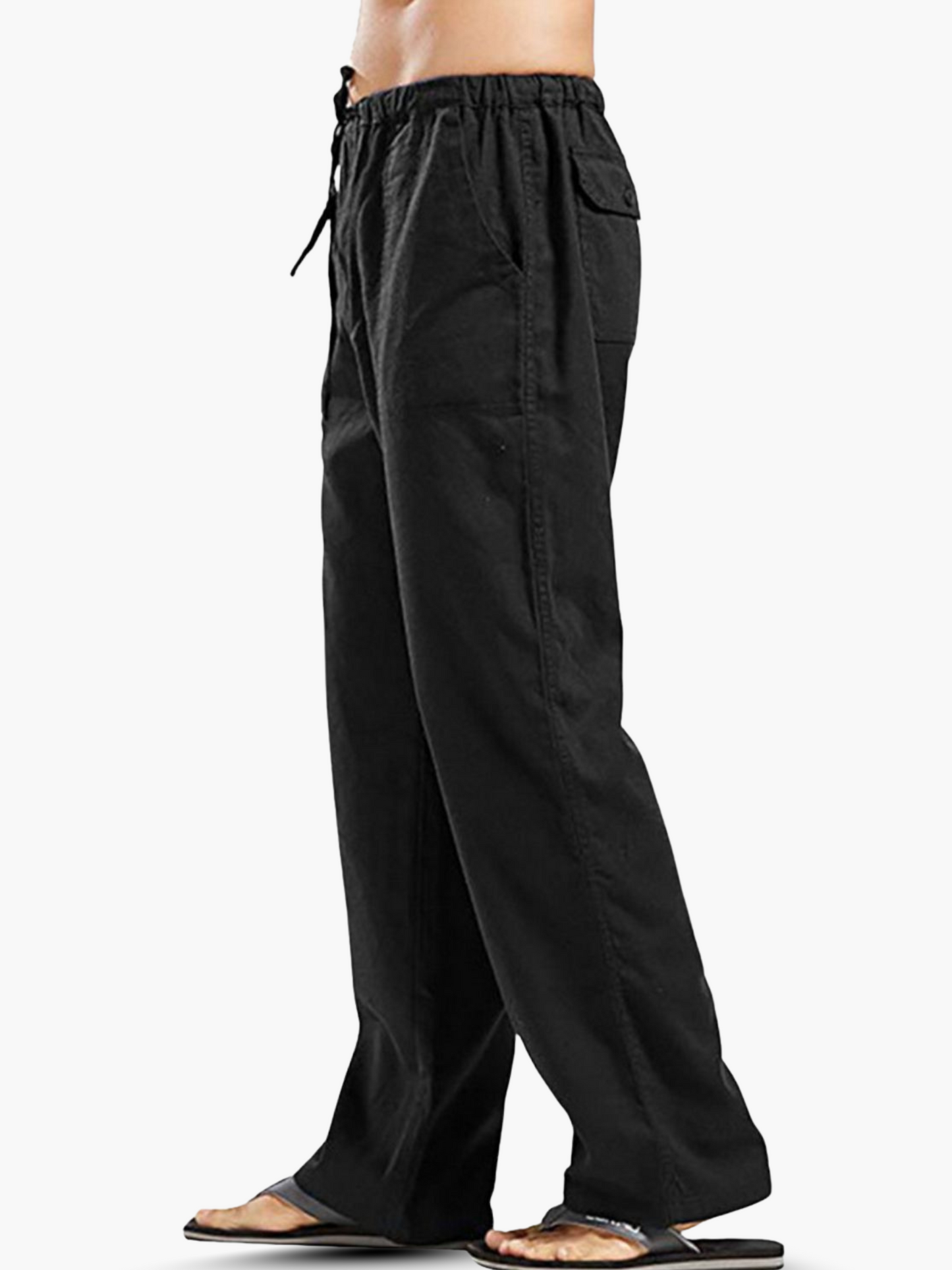 Pantalon Homme Coton-Lin à Cordon – Confort Léger Décontracté