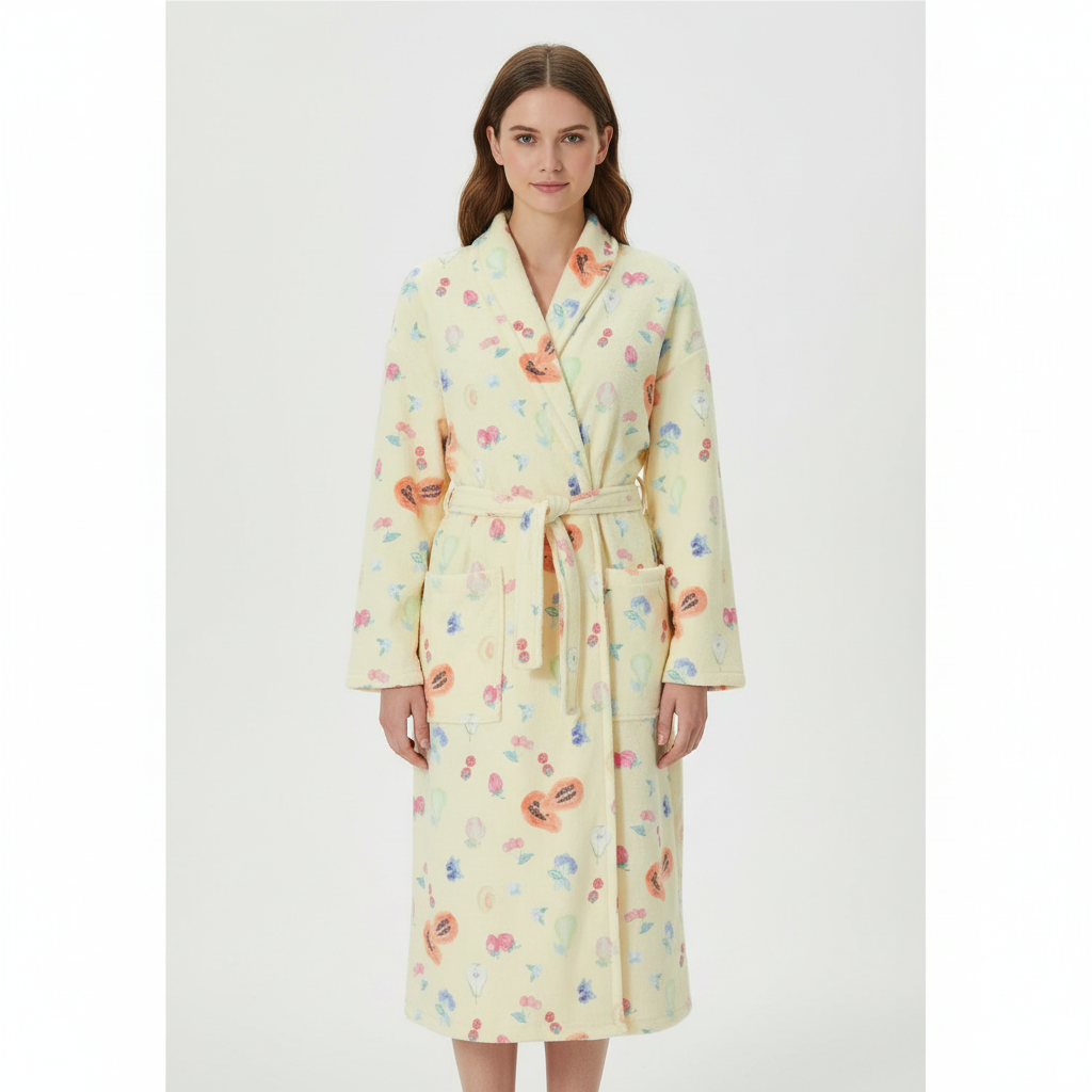 Bata con estampado floral para mujer - Suave y femenina