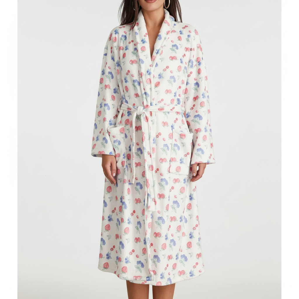 Bata con estampado floral para mujer - Suave y femenina