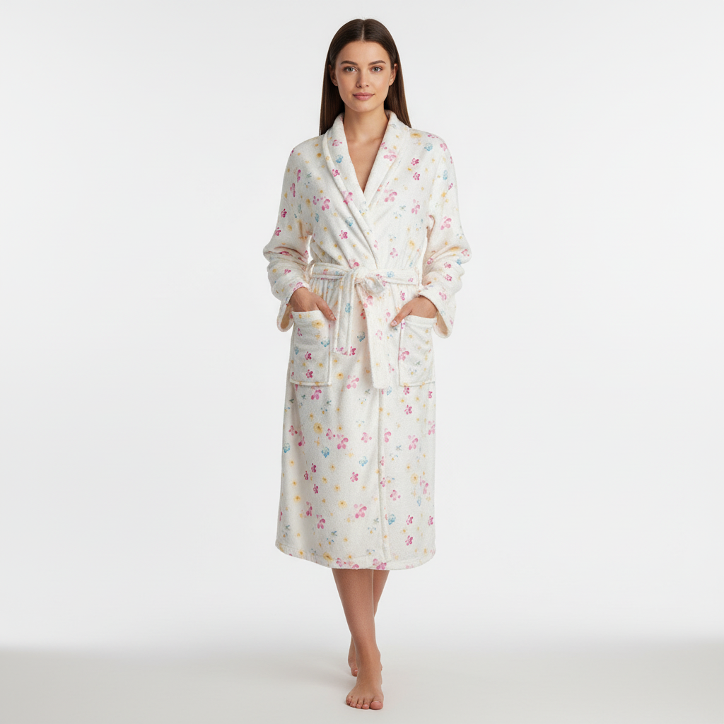 Bata con estampado floral para mujer - Suave y femenina