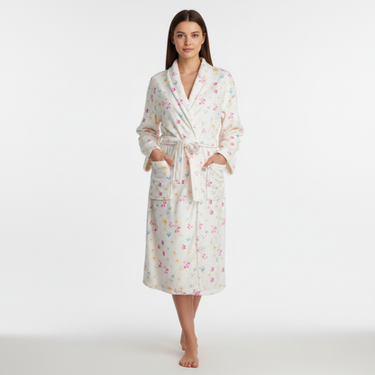 Bata con estampado floral para mujer - Suave y femenina