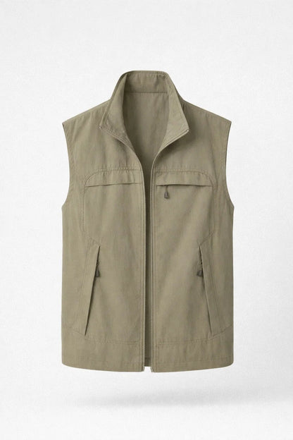 Lightweight men's bodywarmer with a stand-up collar, casual style