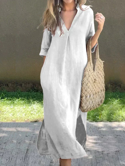 Vestido femenino amplio y casual de manga corta - Fluido y fácil de llevar