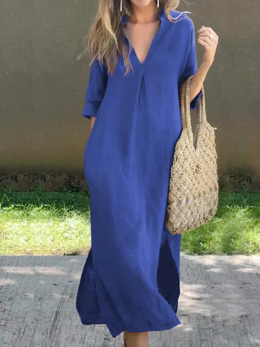 Vestito casual ampio da donna con maniche corte