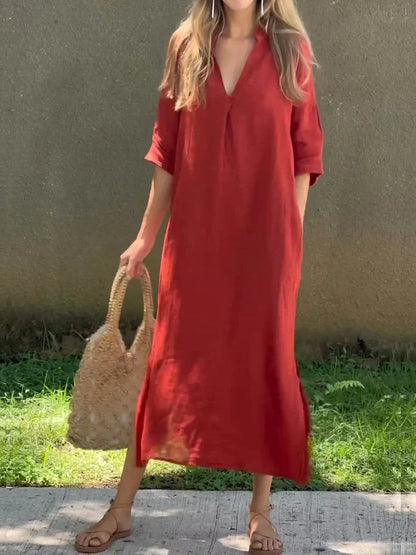Vestito casual ampio da donna con maniche corte