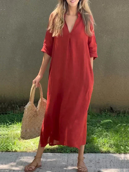 Vestito casual ampio da donna con maniche corte