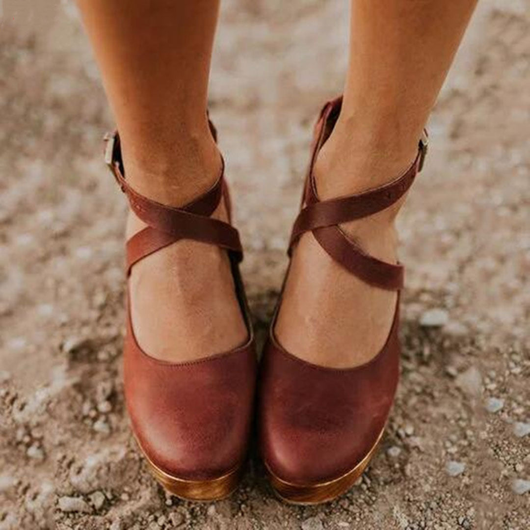Escarpins compensés à bout fermé pour femmes – Style élégant et confortable avec bride à la cheville