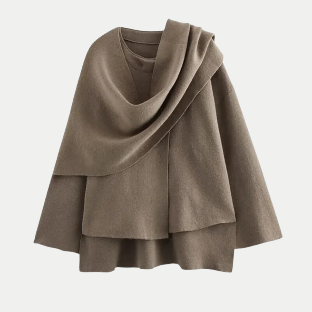 Manteau tricoté au design moderne avec ourlet fendu pour femme